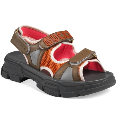 Shop Gucci Agru Sport Sandal In Brown