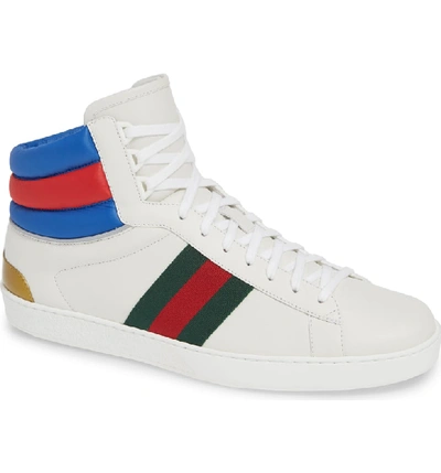 Shop Gucci New Ace Stripe High Top Sneaker In Bianco White