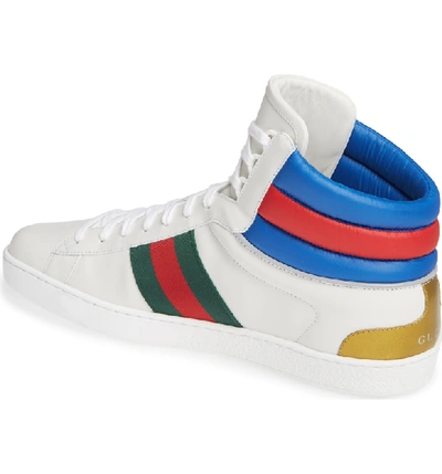 Shop Gucci New Ace Stripe High Top Sneaker In Bianco White