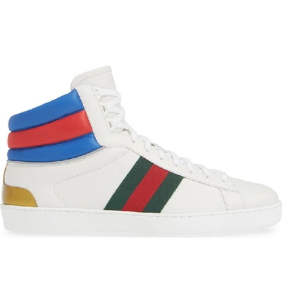 Shop Gucci New Ace Stripe High Top Sneaker In Bianco White