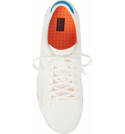 Shop Swims Breeze Tennis Washable Knit Sneaker In White/ Blitz Blue Fabric