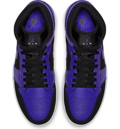 Shop Nike 'air Jordan 1 Mid' Sneaker In Black/ Dark Concord/ White