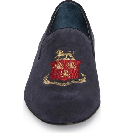 Shop Robert Talbott Altos Embroidered Venetian Loafer In Navy