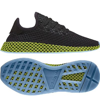 Shop Adidas Originals Deerupt Runner Sneaker In Black/ Black/ Ash Blue