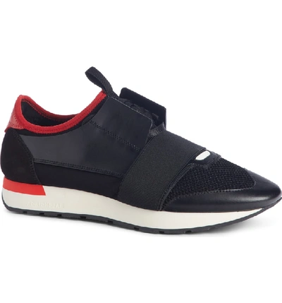 Shop Balenciaga Race Runner Sneaker In Black / Rouge