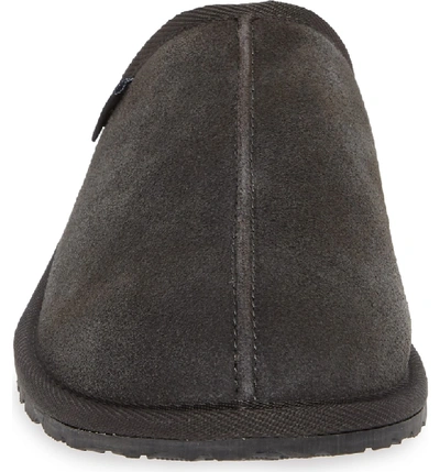 Shop Minnetonka Franklin Scuff Slipper In Charcoal Suede