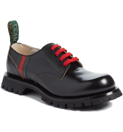 Shop Gucci Arley Plain Toe Derby In Black