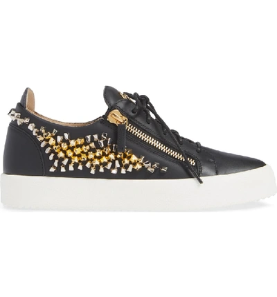 Shop Giuseppe Zanotti Crystal Sneaker In Black/ Black