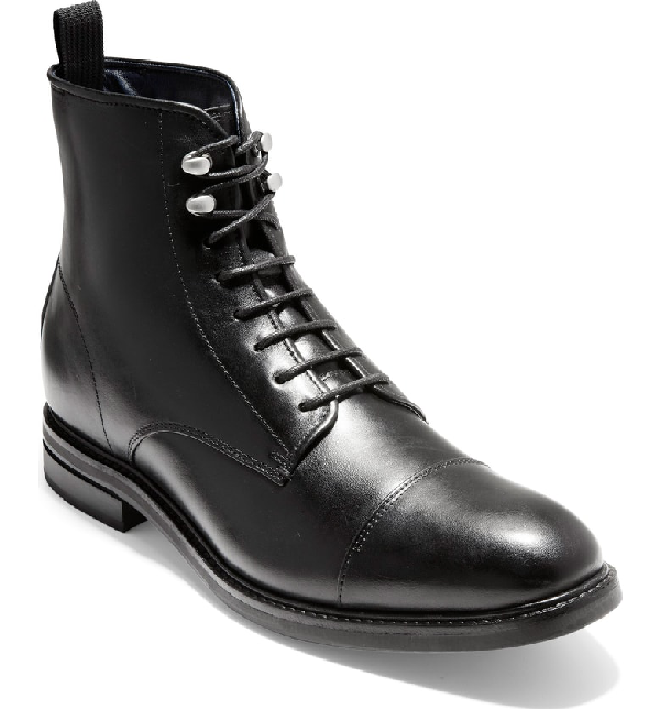 mens cap toe boots black