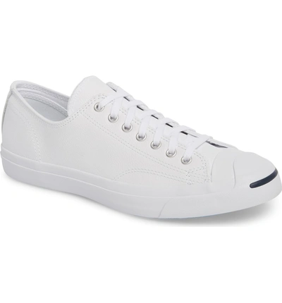 Converse Men's Jack Purcell Leather Lace Up Sneakers In White/ Navy |  ModeSens