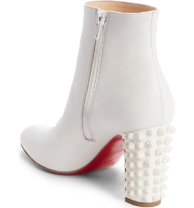 Shop Christian Louboutin Suzi Folk Spiked Bootie In White/ White