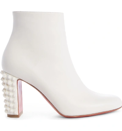 Shop Christian Louboutin Suzi Folk Spiked Bootie In White/ White