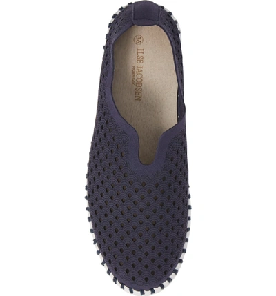Shop Ilse Jacobsen Tulip 139 Perforated Slip-on Sneaker In Navy Nubuck