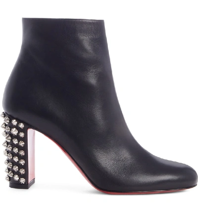 Shop Christian Louboutin Suzi Folk Spiked Bootie In Black/ Silver