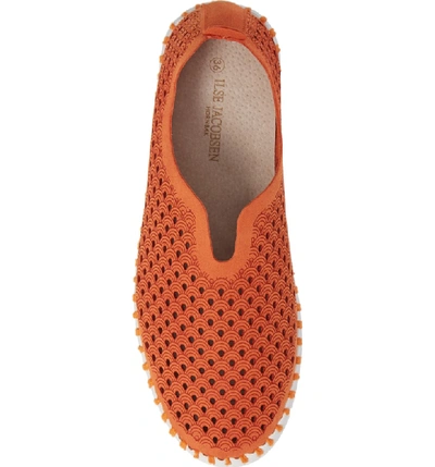 Shop Ilse Jacobsen Tulip 139 Perforated Slip-on Sneaker In Orange Nubuck