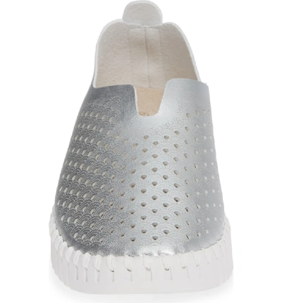 Shop Ilse Jacobsen Tulip 139 Perforated Slip-on Sneaker In Silver Leather