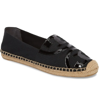 Shop Tory Burch Poppy Logo Espadrille Flat In Black/ Black