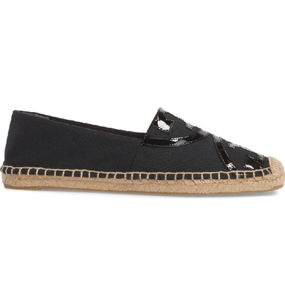 Shop Tory Burch Poppy Logo Espadrille Flat In Black/ Black