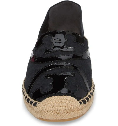 Shop Tory Burch Poppy Logo Espadrille Flat In Black/ Black