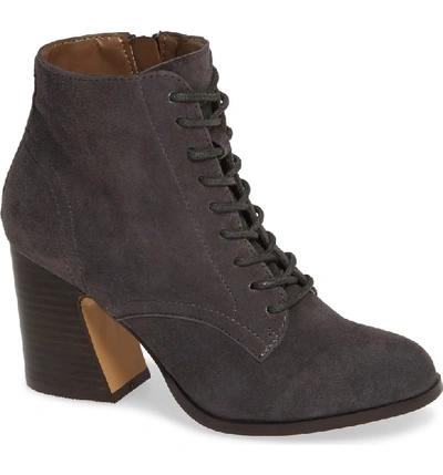 Shop Kensie Smith Lace-up Bootie In Charcoal Suede