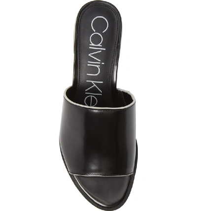 Calvin Klein Narissa Slide Sandal In Black Leather ModeSens