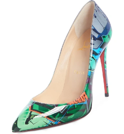 Shop Christian Louboutin Pigalle Follies Graffiti Pump In Taiga Green