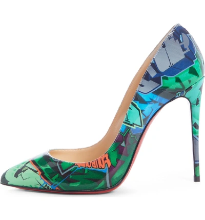 Shop Christian Louboutin Pigalle Follies Graffiti Pump In Taiga Green