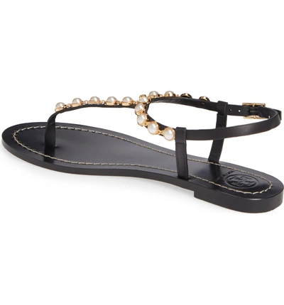 Shop Tory Burch Emmy Embellished T-strap Sandal In Perfect Black
