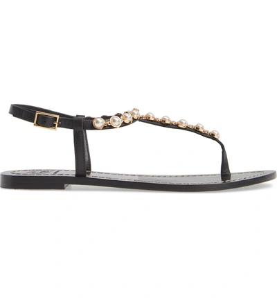 Shop Tory Burch Emmy Embellished T-strap Sandal In Perfect Black