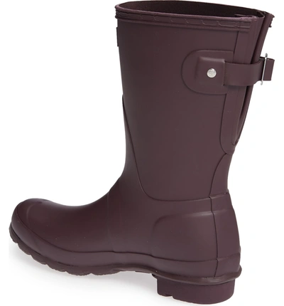 Shop Hunter Original Short Back Adjustable Waterproof Rain Boot In Black Grape