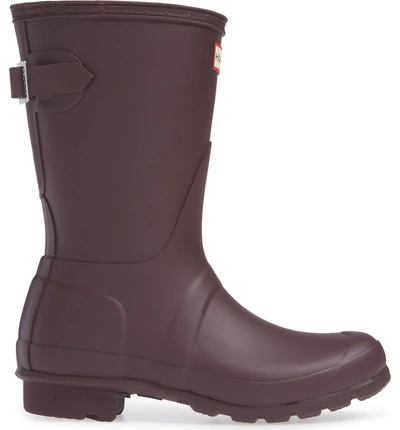 Shop Hunter Original Short Back Adjustable Waterproof Rain Boot In Black Grape