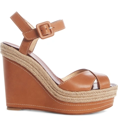 Shop Christian Louboutin Almeria Platform Wedge Sandal In Cuoio Brown