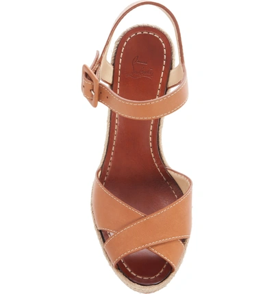 Shop Christian Louboutin Almeria Platform Wedge Sandal In Cuoio Brown