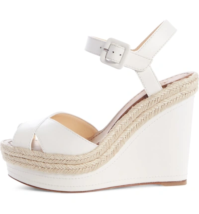 Shop Christian Louboutin Almeria Platform Wedge Sandal In Snow White