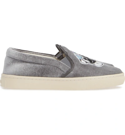 Shop Soludos Flower Pug Applique Slip-on Sneaker In Grey