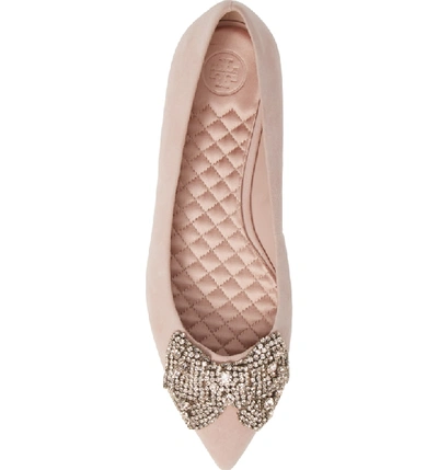 Tory Burch Esme Crystal Bow Flat In Sea Shell Pink ModeSens