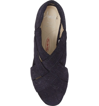 Shop Amalfi By Rangoni Desio Embossed Cross Strap Sandal In Navy Leather