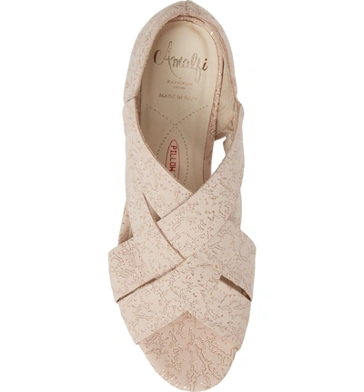 Shop Amalfi By Rangoni Desio Embossed Cross Strap Sandal In Rose Leather