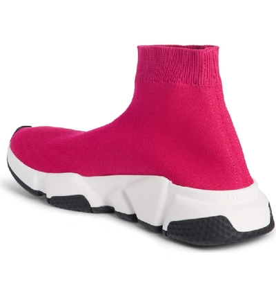 Shop Balenciaga Speed Knit Sneaker In Fuschia Rose