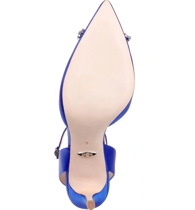 Shop Badgley Mischka Fana Crystal Embellished Pump In African Blue Satin