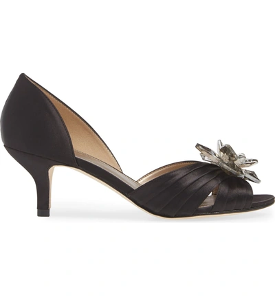 Shop Pelle Moda Luna Open Toe Pump In Black Satin