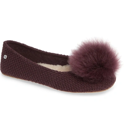 Ugg Hausschuhe Andi Cotton Pompom Bordeaux In Red | ModeSens