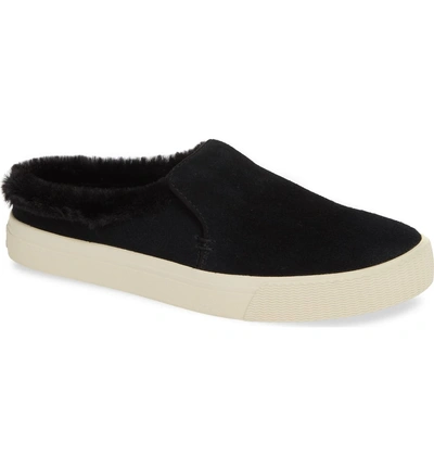 Shop Toms Sunrise Faux Fur Lined Slip-on Sneaker In Black Suede