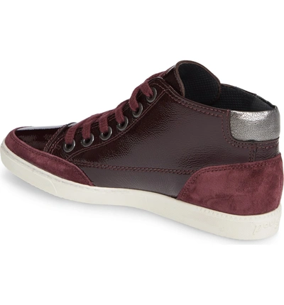 Shop Paul Green Val Mid-top Sneaker In Bordo Crinkled Patent