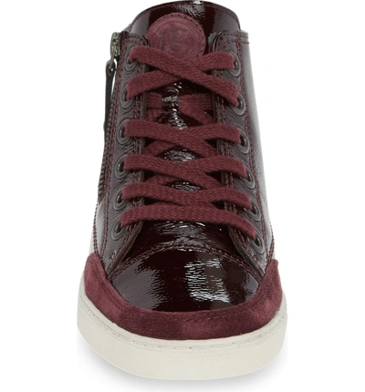 Shop Paul Green Val Mid-top Sneaker In Bordo Crinkled Patent