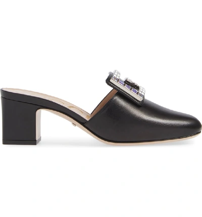 Shop Gucci Madelyn Crystal G Mule In Black Leather