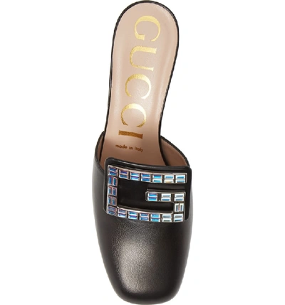 Shop Gucci Madelyn Crystal G Mule In Black Leather