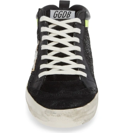 Shop Golden Goose Mid Top Sneaker In Black/ Yellow/ Silver