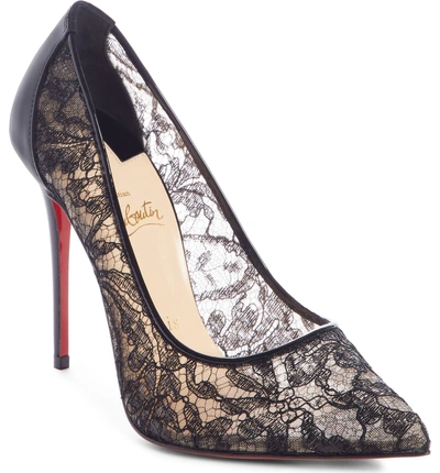 Shop Christian Louboutin Follies Alencon Lace Pump In Black