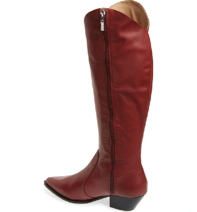 Shop Schutz Fantinne Knee High Boot In Red Brown Leather
